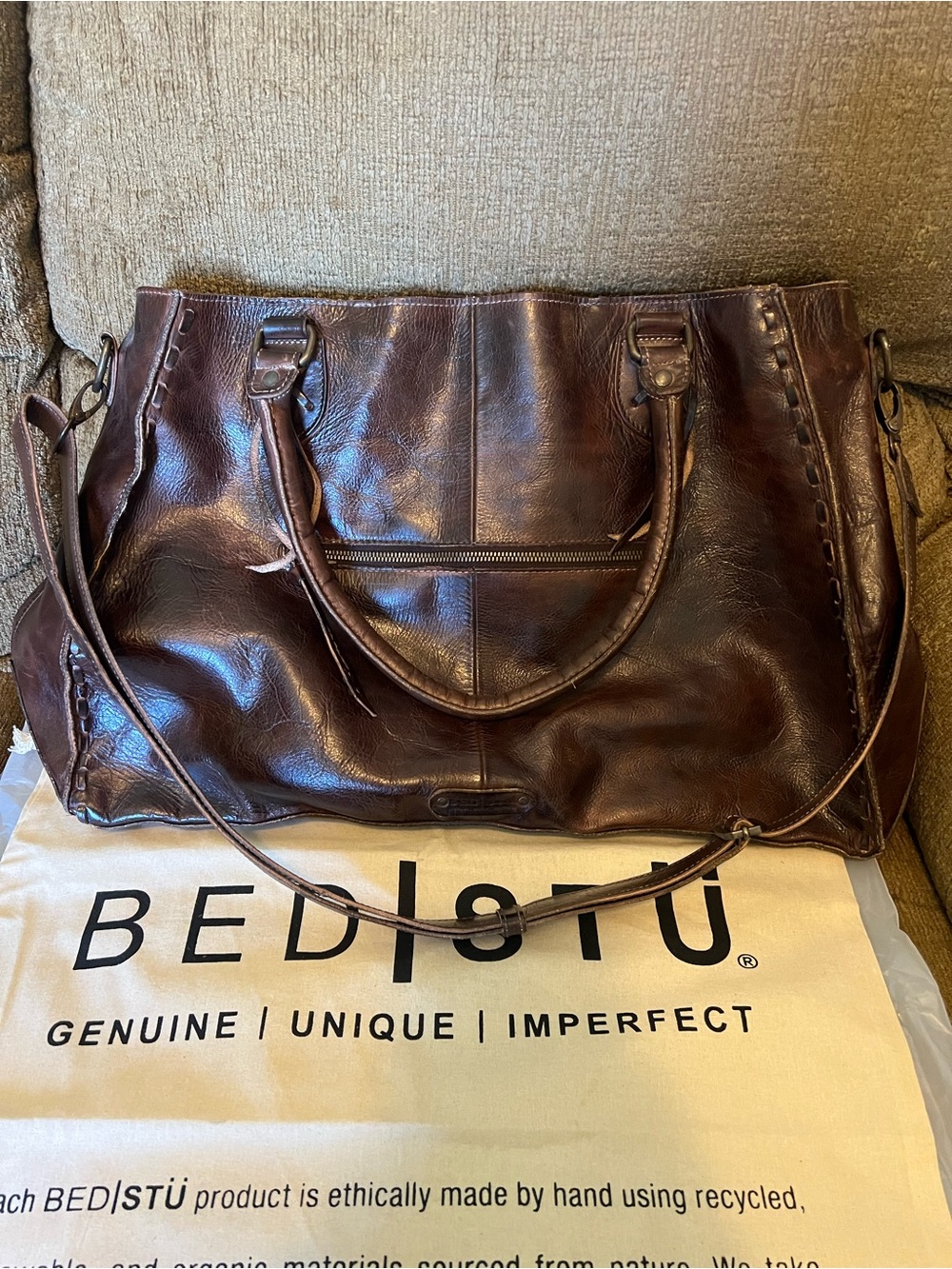 BED|STU Dark Brown Leather Tote Shoulder Bag - Picture 2 of 7